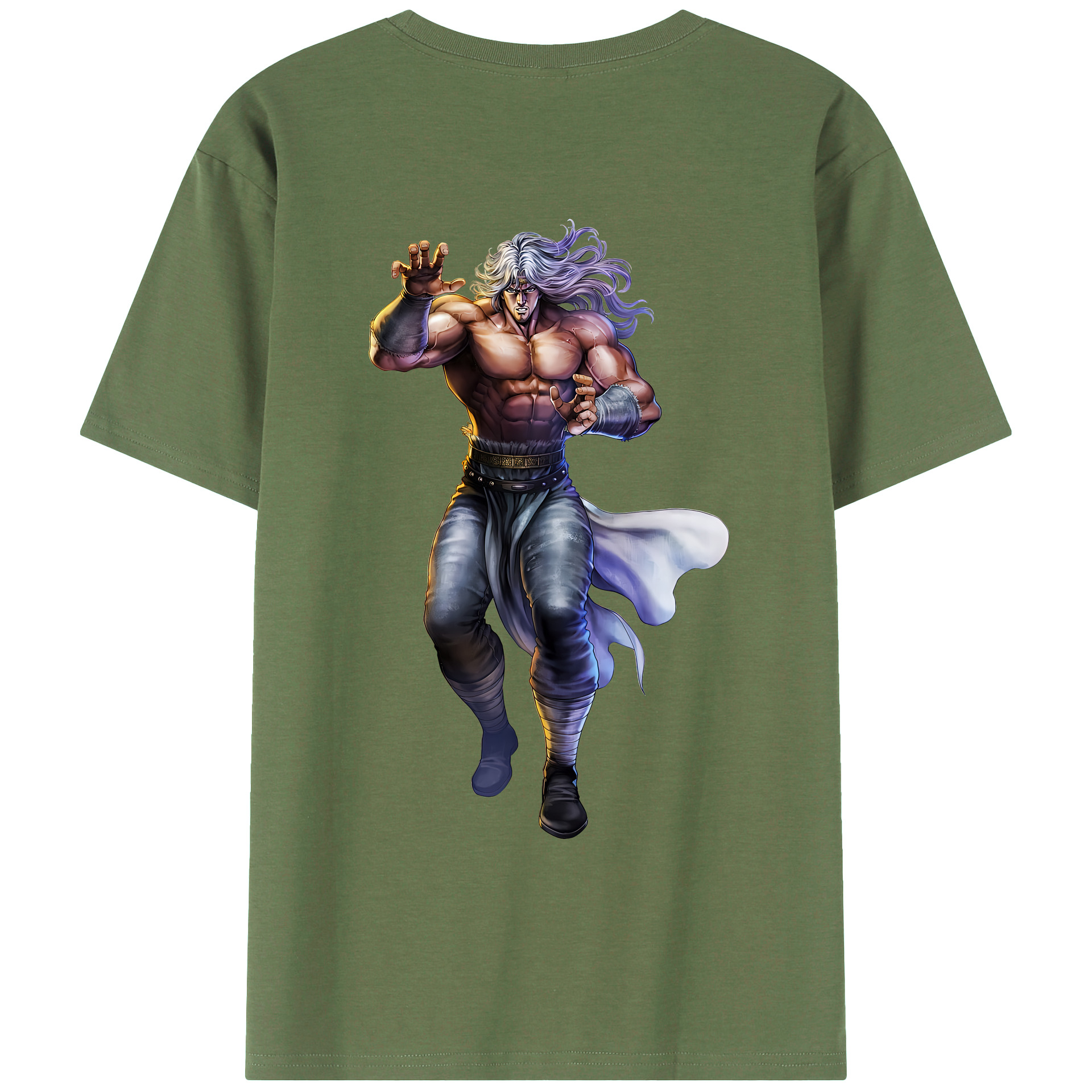 （画像用） 北斗の拳 Fist of the North Star 綿100％ メンズ半袖Tシャツ（バックプリント） 通気性